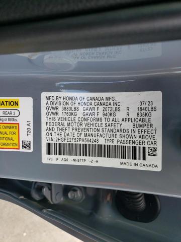 2HGFE2F52PH564248 - 2023 HONDA CIVIC SPORT BLUE photo 12