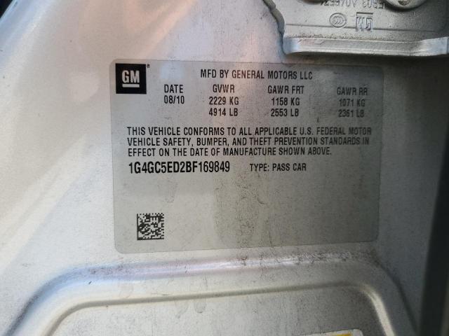 1G4GC5ED2BF169849 - 2011 BUICK LACROSSE CXL Արծաթագույն լուսանկար 13