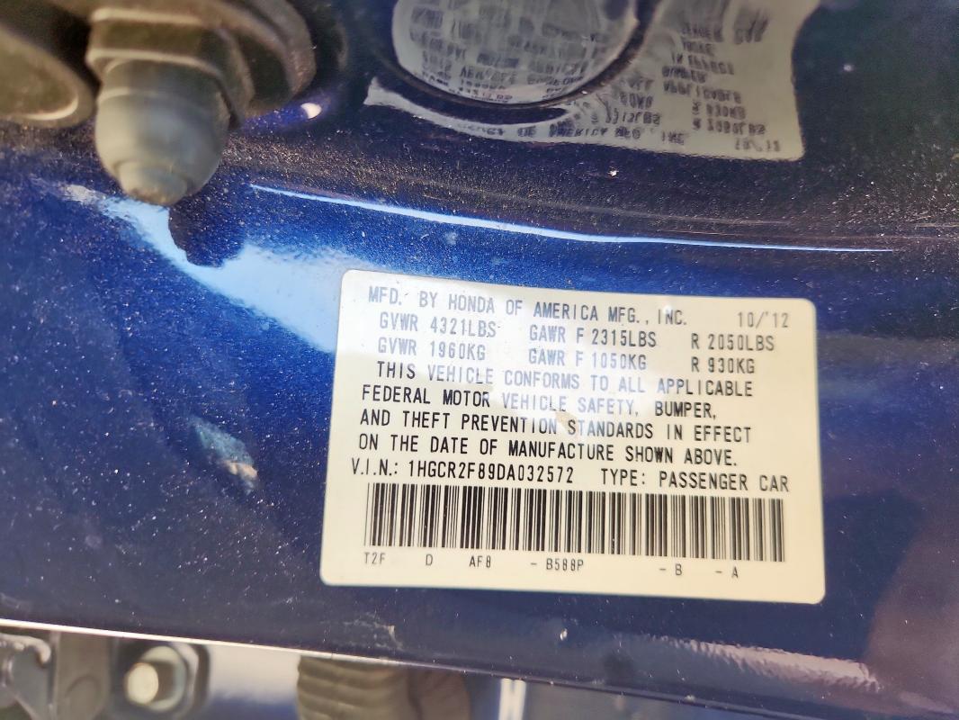 1HGCR2F89DA032572 - 2013 HONDA ACCORD EXL 蓝色 照片 12