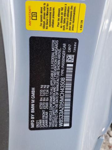 WBS33AZ05MCH43508 - 2021 BMW M4 COMPETITION SILVER photo 10