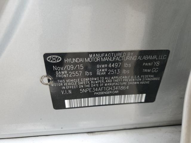5NPE34AF1GH341864 - 2016 HYUNDAI SONATA SPORT SILVER photo 12