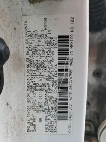 3TMLU4EN3CM082904 - 2012 TOYOTA TACOMA DOUBLE CAB WHITE photo 12