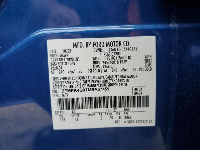 2FMPK4G97MBA57459 - 2021 FORD EDGE SE BLUE photo 13