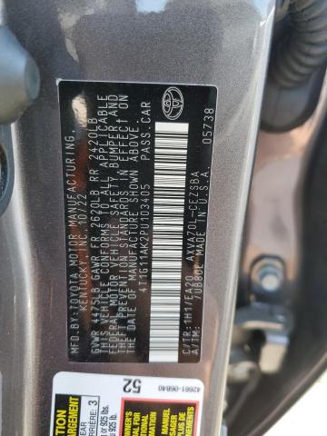 4T1G11AK2PU103405 - 2023 TOYOTA CAMRY SE NIGHT SHADE GRAY photo 12