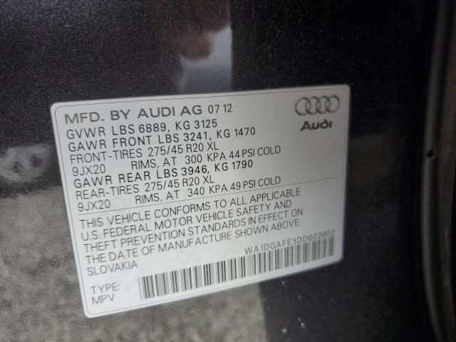 WA1DGAFE3DD002002 - 2013 AUDI Q7 PRESTIGE Графитовый фото 12