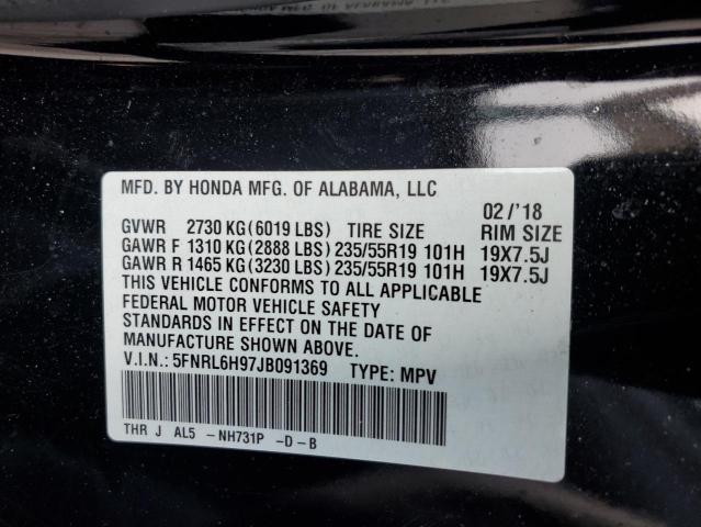 5FNRL6H97JB091369 - 2018 HONDA ODYSSEY ELITE Negro foto 13
