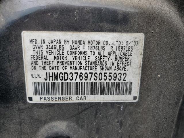 JHMGD37697S055932 - 2007 HONDA FIT S 黑色 照片 12