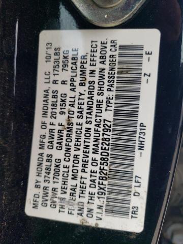 19XFB2F58DE287927 - 2013 HONDA CIVIC LX BLACK photo 12