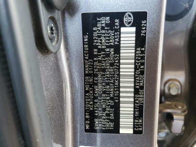 4T1G11AK2PU772452 - 2023 TOYOTA CAMRY SE NIGHT SHADE GRAY photo 12