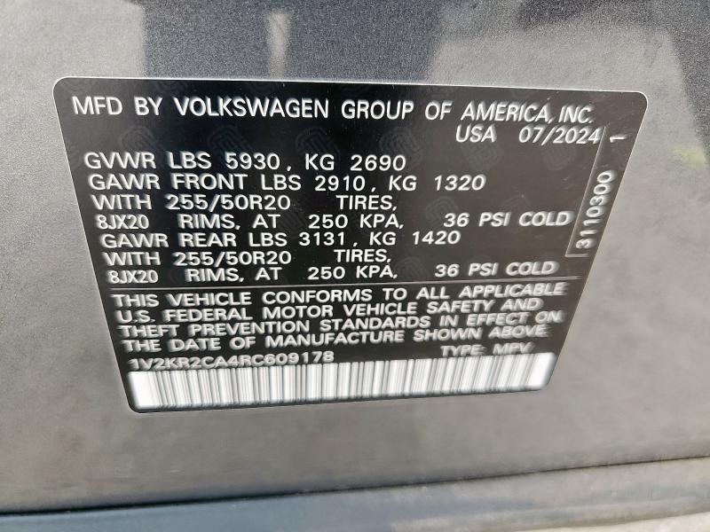 1V2KR2CA4RC609178 - 2024 VOLKSWAGEN ATLAS SE Серый фото 14