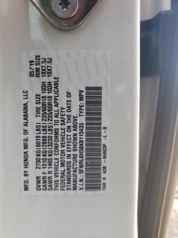 5FNRL6H58KB115435 - 2019 HONDA ODYSSEY EX Beyaz fotoğraf 13