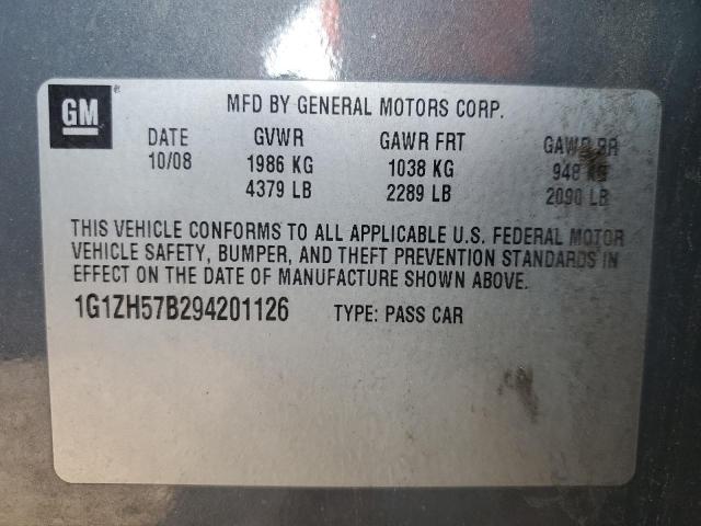 1G1ZH57B294201126 - 2009 CHEVROLET MALIBU 1LT GRAY photo 12