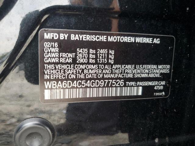 WBA6D4C54GD977526 - 2016 BMW 650 I GRAN COUPE BLACK photo 12