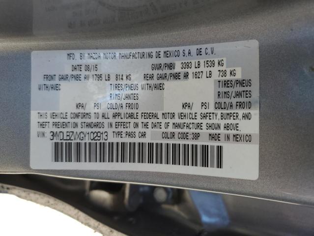 3MYDLBZVXGY102913 - 2016 TOYOTA SCION IA GRAY photo 12