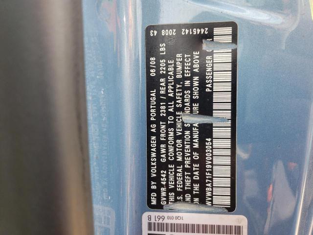 WVWBA71F19V003054 - 2009 VOLKSWAGEN EOS TURBO Синий фото 12