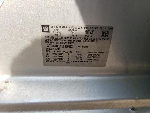 3GTU2UEC1EG130362 - 2014 GMC SIERRA K1500 SLE SILVER photo 12