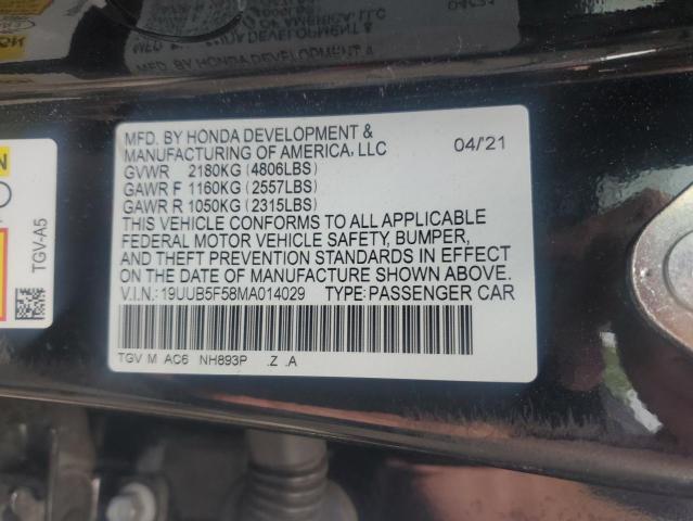 19UUB5F58MA014029 - 2021 ACURA TLX TECH A BLACK photo 12
