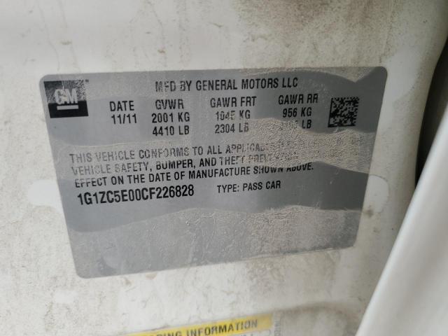 1G1ZC5E00CF226828 - 2012 CHEVROLET MALIBU 1LT WHITE photo 12