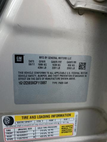 1G1ZC5E0XCF113887 - 2012 CHEVROLET MALIBU 1LT 米色 照片 12