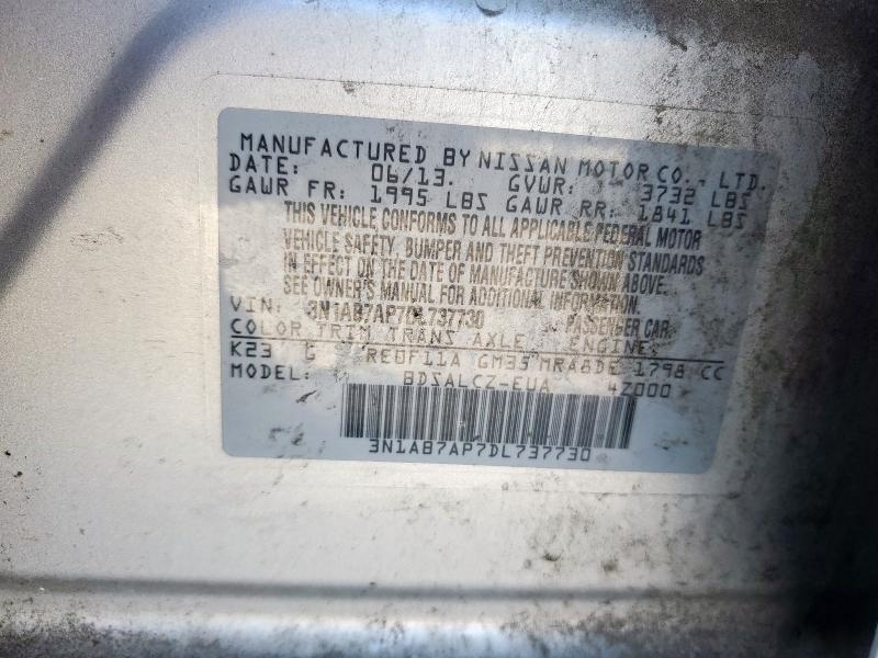 3N1AB7AP7DL737730 - 2013 NISSAN SENTRA S ვერცხლისფერი ფოტო 12