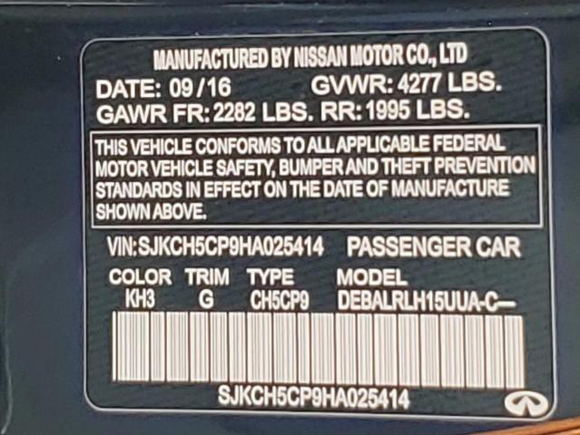 SJKCH5CP9HA025414 - 2017 INFINITI QX30 BASE 黑色 照片 14