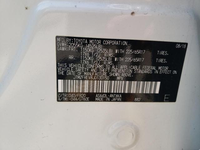 JTMZFREV8JD130150 - 2018 TOYOTA RAV4 LE Ақ фото 13