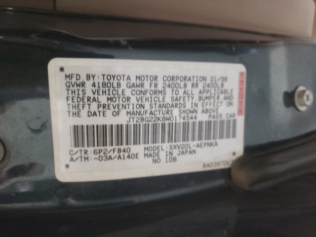 JT2BG22K8W0174544 - 1998 TOYOTA CAMRY CE GREEN photo 10