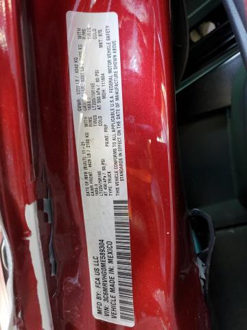 3C6MRVHG0ME589304 - 2021 RAM PROMASTER 3500 HIGH ბურგუნდია ფოტო 10