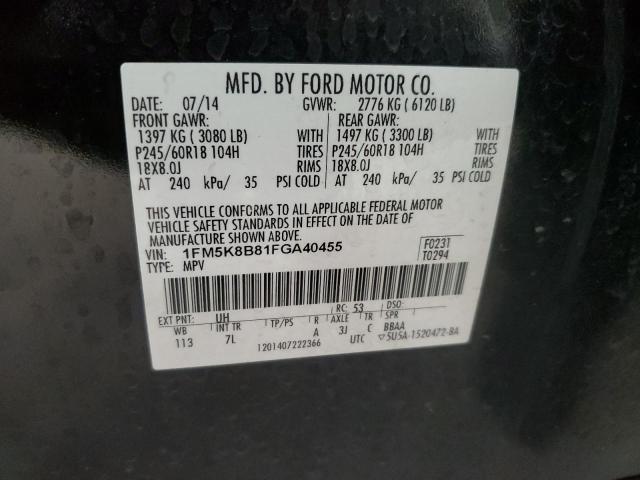 1FM5K8B81FGA40455 - 2015 FORD EXPLORER BLACK photo 14