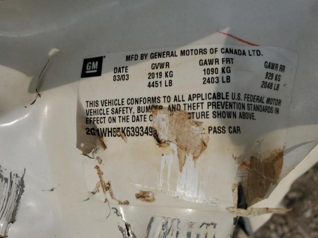 2G1WH55K639349385 - 2003 CHEVROLET IMPALA LS WHITE photo 13