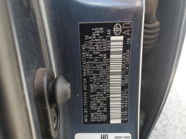 2T1BURHE8GC596735 - 2016 TOYOTA COROLLA L GRAY photo 12