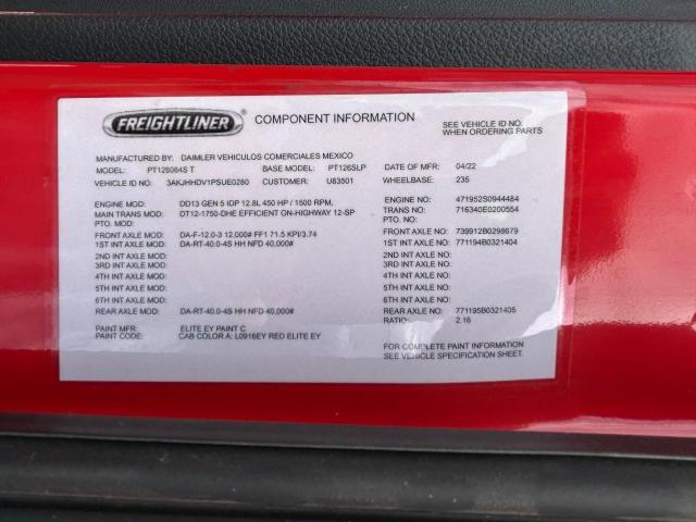 3AKJHHDV1PSUE0280 - 2023 FREIGHTLINER CASCADIA 1 RED photo 10