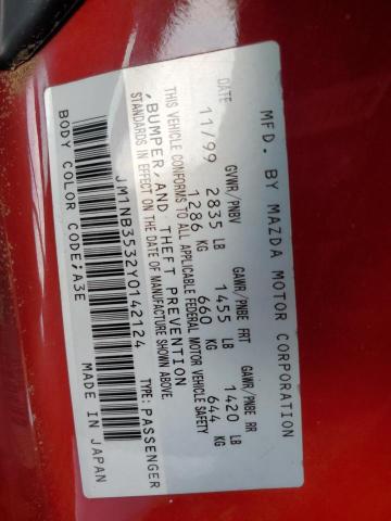 JM1NB3532Y0142124 - 2000 MAZDA MX-5 MIATA BASE RED photo 12