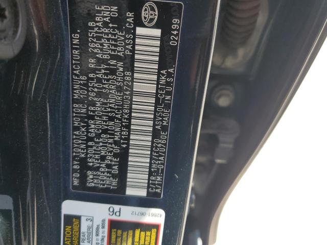 4T1BF1FK8HU347288 - 2017 TOYOTA CAMRY LE BLUE photo 12