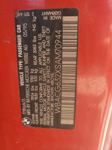 WBACG632XSAM70944 - 1995 BMW 318 TI AUTOMATIC RED photo 12