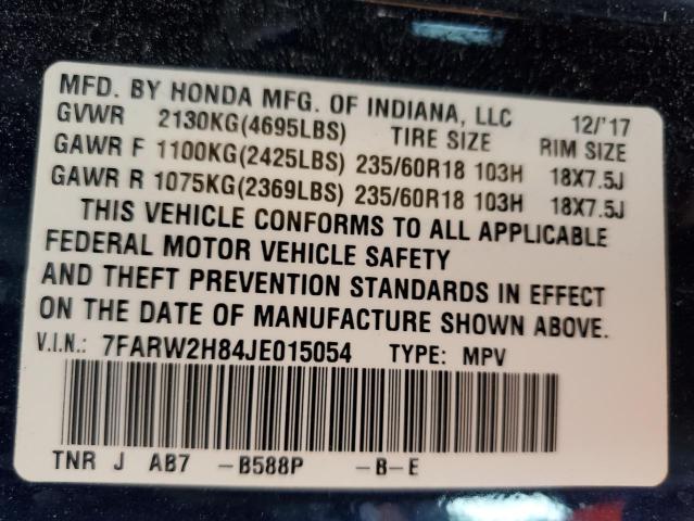 7FARW2H84JE015054 - 2018 HONDA CR-V EXL 蓝色 照片 14