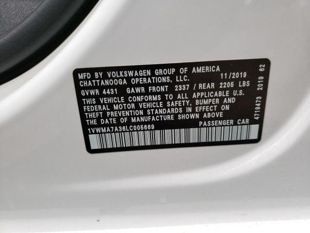 1VWMA7A36LC005669 - 2020 VOLKSWAGEN PASSAT R-LINE WHITE photo 12