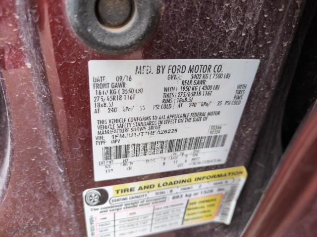 1FMJU1JT7HEA26225 - 2017 FORD EXPEDITION XLT BURGUNDY photo 12