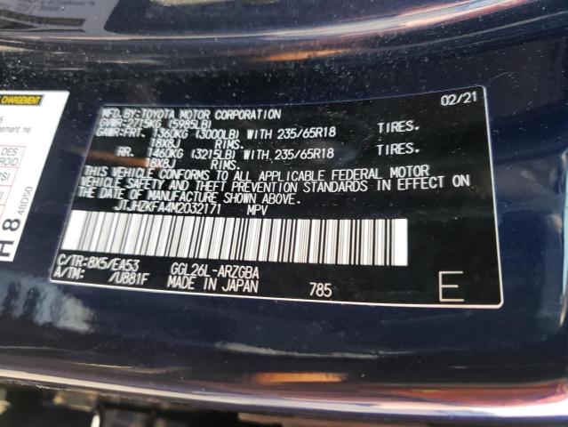 JTJHZKFA4M2032171 - 2021 LEXUS RX 350 L BLUE photo 13