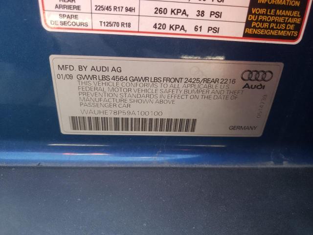 WAUHE78P59A100100 - 2009 AUDI A3 2.0T BLUE photo 12