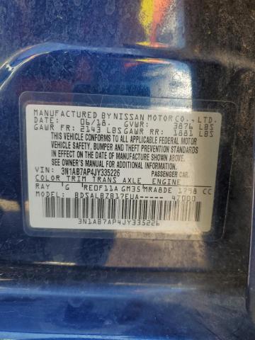 3N1AB7AP4JY335226 - 2018 NISSAN SENTRA S BLUE photo 12