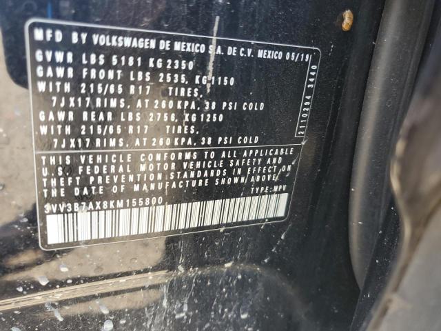 3VV3B7AX8KM155800 - 2019 VOLKSWAGEN TIGUAN SE შავი ფოტო 13