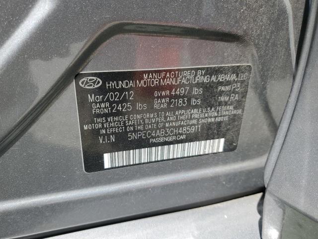 5NPEC4AB3CH485911 - 2012 HYUNDAI SONATA SE SILVER photo 12