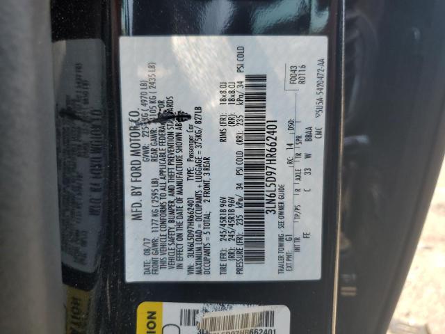 3LN6L5D97HR662401 - 2017 LINCOLN MKZ SELECT BLACK photo 12