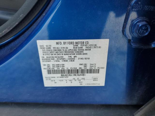 MAJ6S3GL1NC464481 - 2022 FORD ECOSPORT SE Կապույտ լուսանկար 13