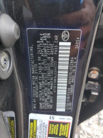 4T1C11AK4LU344777 - 2020 TOYOTA CAMRY LE BLACK photo 12