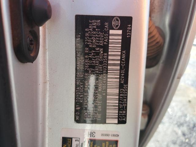4T1BE46K89U333588 - 2009 TOYOTA CAMRY BASE ვერცხლისფერი ფოტო 12