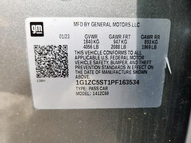 1G1ZC5ST1PF163534 - 2023 CHEVROLET MALIBU LS ვერცხლისფერი ფოტო 13