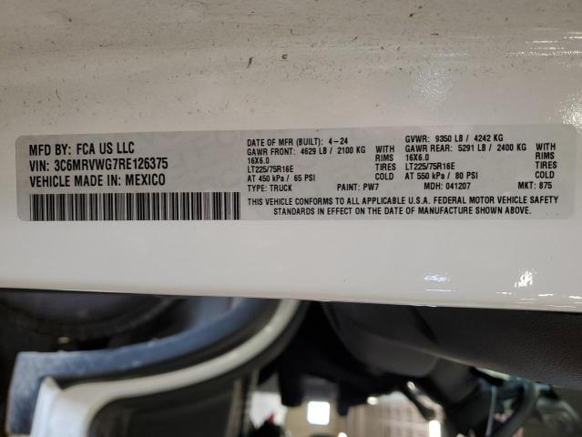 3C6MRVWG7RE126375 - 2024 RAM PROMASTER 3500 STANDARD WHITE photo 14