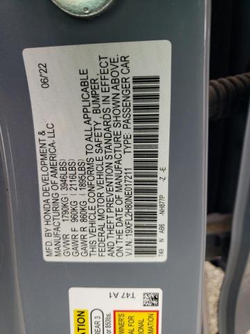 19XFL2H80NE017211 - 2022 HONDA CIVIC SPORT 灰色 照片 13